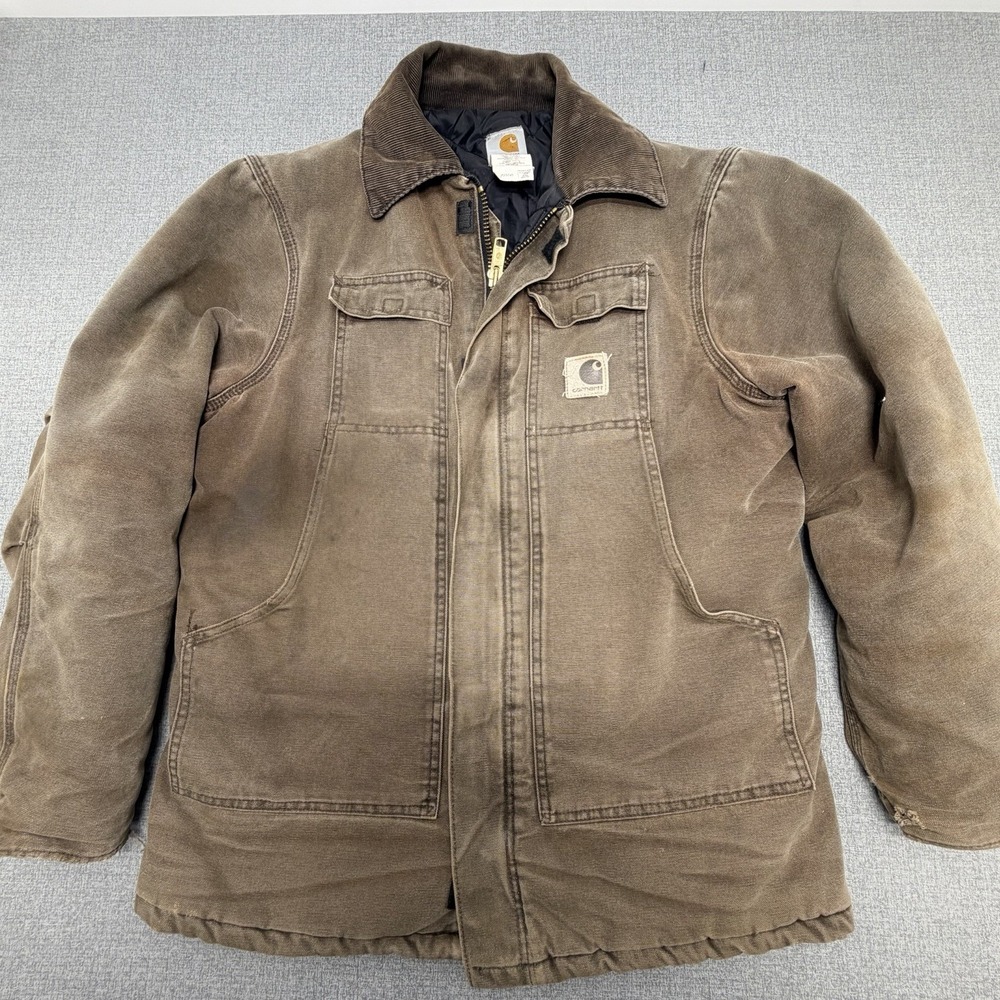 Vintage Carhartt C2.6 CHT Duck Work Jacket Quilted Lined Brown USA Mens XL